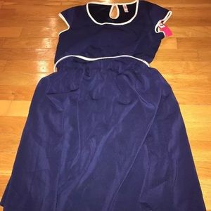 Target navy belted dress m nwt